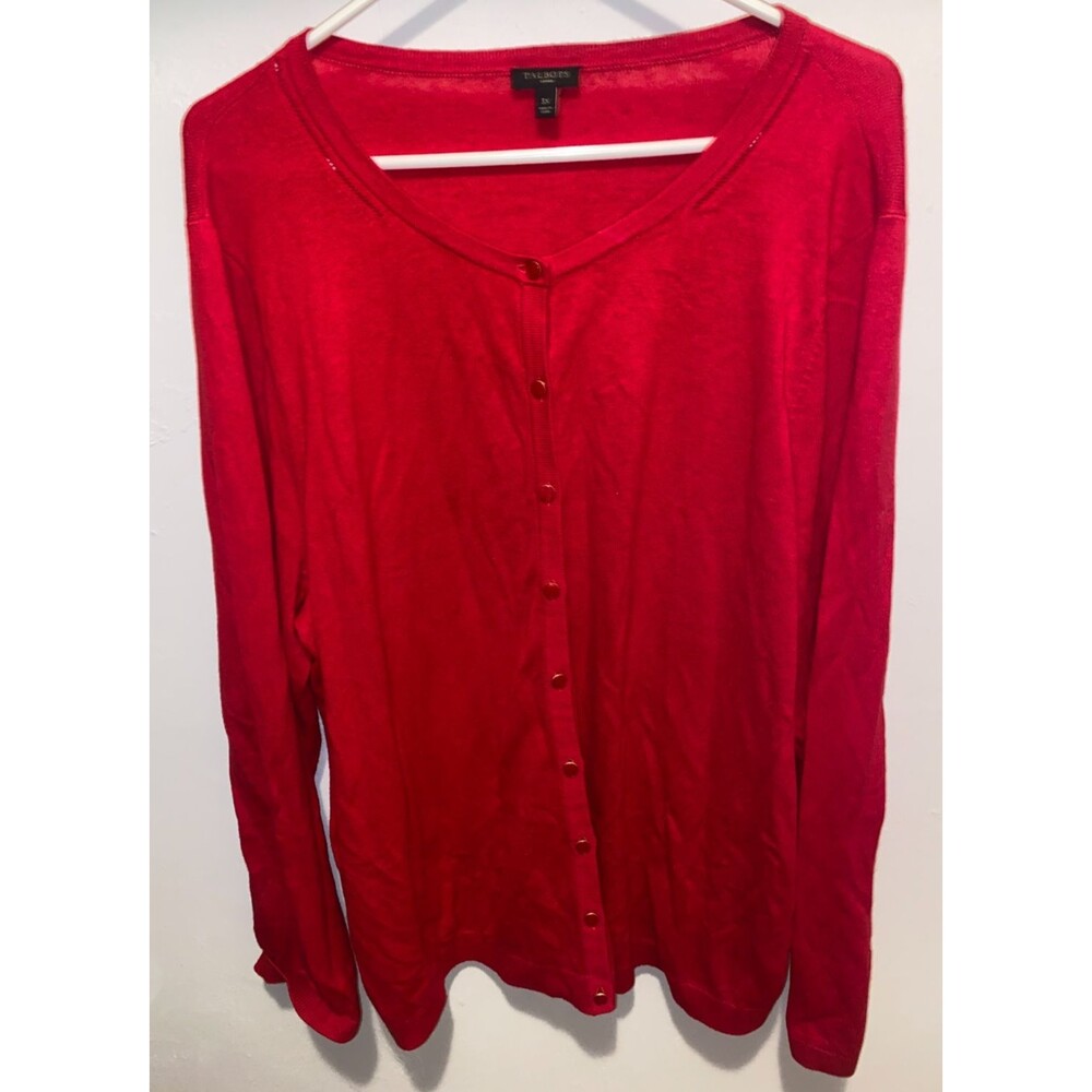 TALBOTS Women’s 3X Button Front Sweater Lightweight Red Cardigan Knit